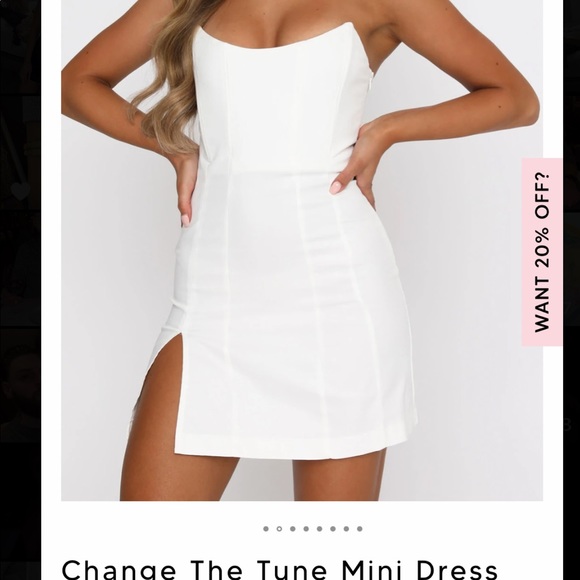 White Fox Boutique Dresses & Skirts - White mini dress corset style side slit stretchy